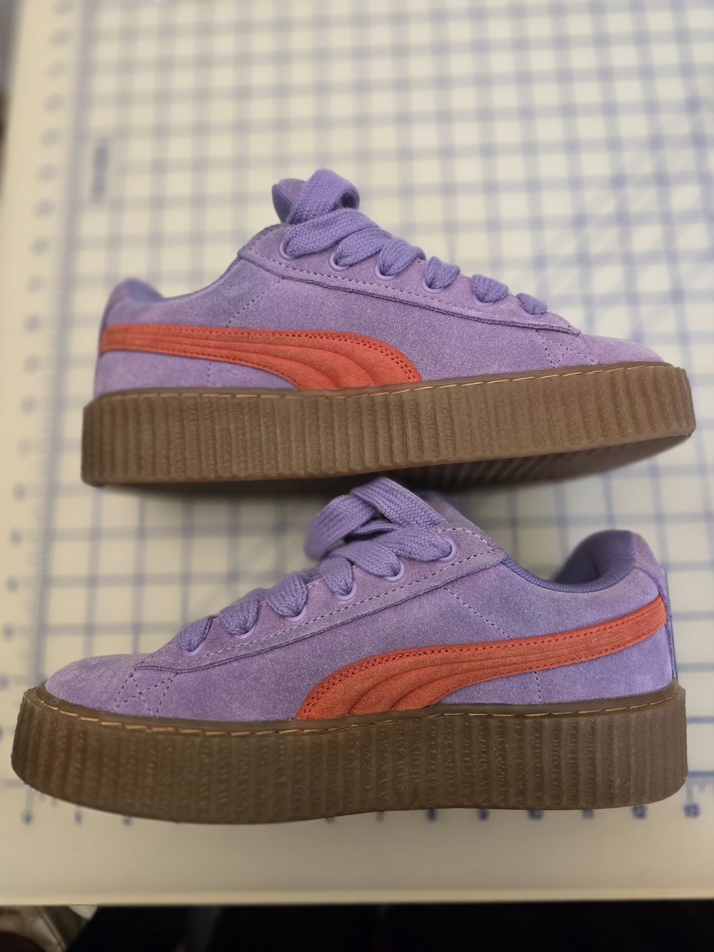FENTY x PUMA Creeper Phatty Suede Sneakers - Lavender & Burnt Red US Women's 9